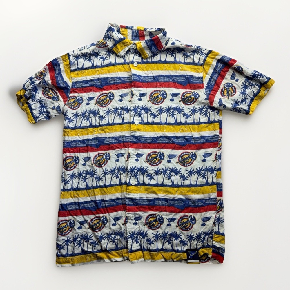 St. Louis Blues Hawaiian Shirt Casual Button Up Small Palm Tree Tropical NHL